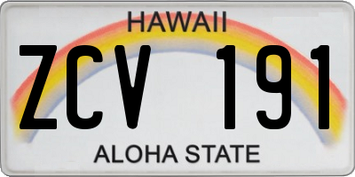 HI license plate ZCV191