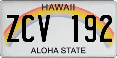 HI license plate ZCV192