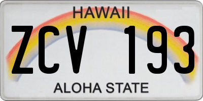 HI license plate ZCV193