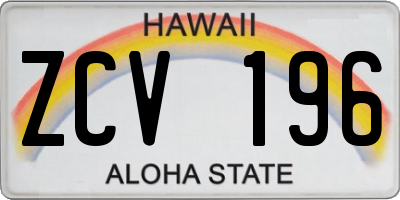 HI license plate ZCV196
