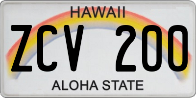 HI license plate ZCV200