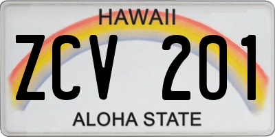 HI license plate ZCV201