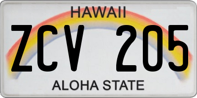 HI license plate ZCV205