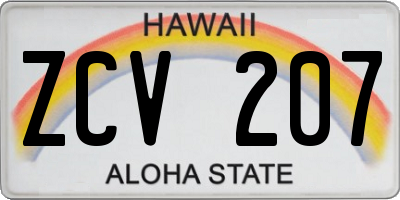 HI license plate ZCV207