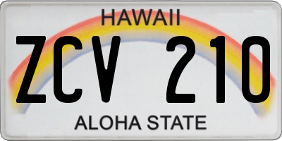 HI license plate ZCV210