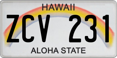 HI license plate ZCV231