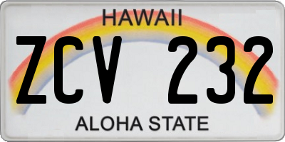 HI license plate ZCV232
