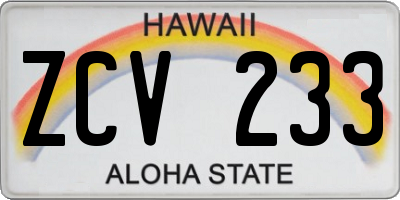 HI license plate ZCV233
