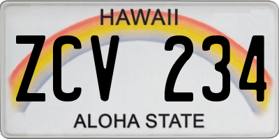 HI license plate ZCV234