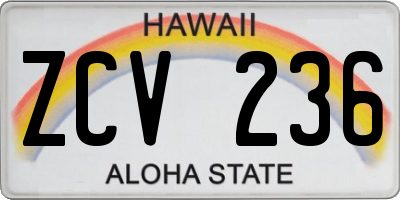 HI license plate ZCV236