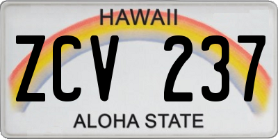 HI license plate ZCV237