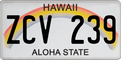 HI license plate ZCV239