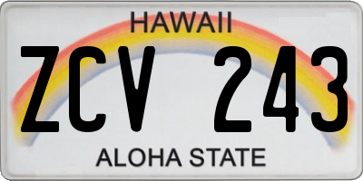 HI license plate ZCV243
