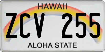 HI license plate ZCV255