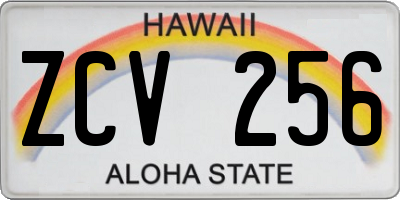 HI license plate ZCV256