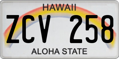 HI license plate ZCV258