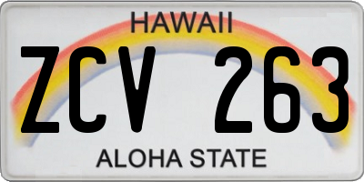 HI license plate ZCV263