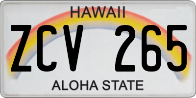 HI license plate ZCV265