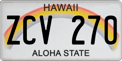 HI license plate ZCV270