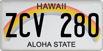 HI license plate ZCV280