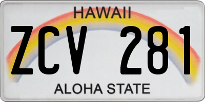 HI license plate ZCV281