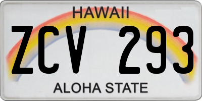 HI license plate ZCV293