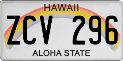 HI license plate ZCV296