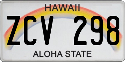HI license plate ZCV298