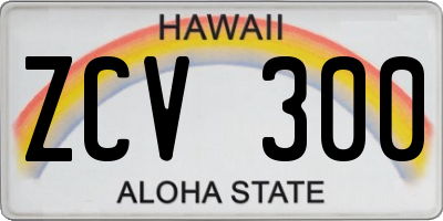 HI license plate ZCV300