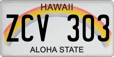 HI license plate ZCV303