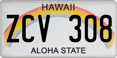 HI license plate ZCV308