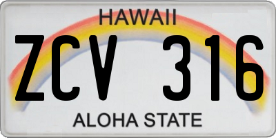 HI license plate ZCV316