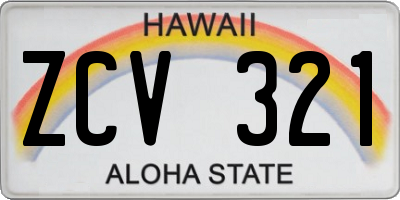 HI license plate ZCV321