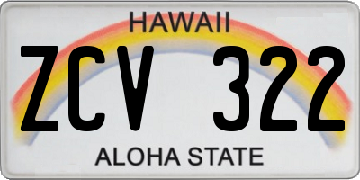 HI license plate ZCV322