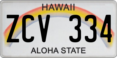 HI license plate ZCV334