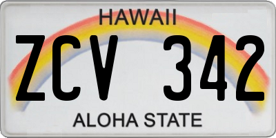 HI license plate ZCV342
