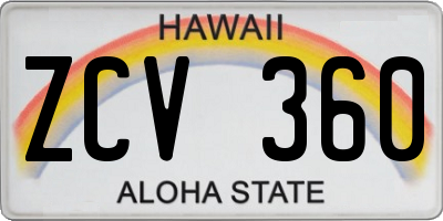 HI license plate ZCV360