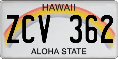 HI license plate ZCV362