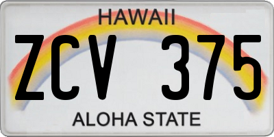 HI license plate ZCV375