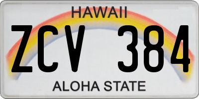 HI license plate ZCV384