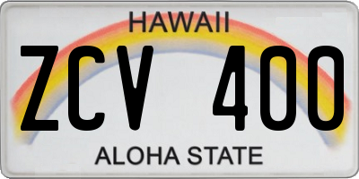 HI license plate ZCV400