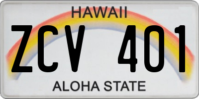 HI license plate ZCV401