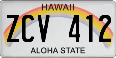 HI license plate ZCV412