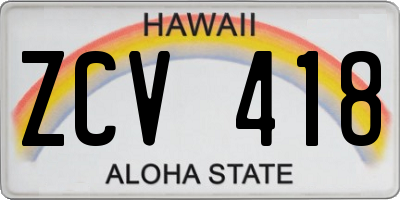 HI license plate ZCV418