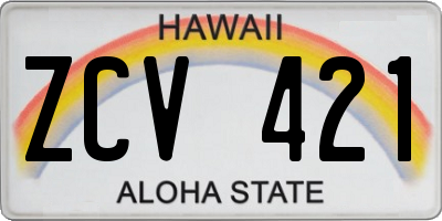 HI license plate ZCV421