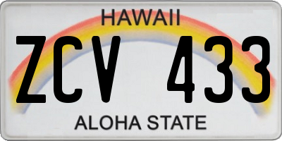 HI license plate ZCV433