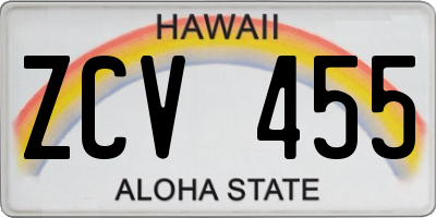 HI license plate ZCV455
