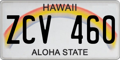 HI license plate ZCV460