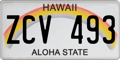 HI license plate ZCV493