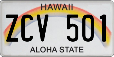 HI license plate ZCV501
